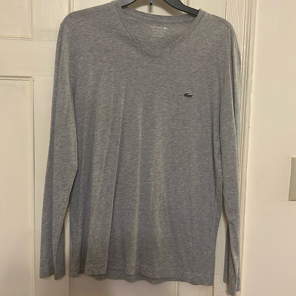 Lacoste long sleeve t shirt grey size 4